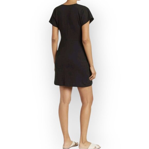 Madewell Black Faux Wrap Mini Dress M Medium NWOT - Picture 2 of 8